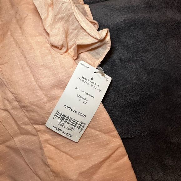 Carter's Girls Pink Eyelet Ruffle Top, Fully Lined, Size 6, Casual Blouse - Picture 5 of 8